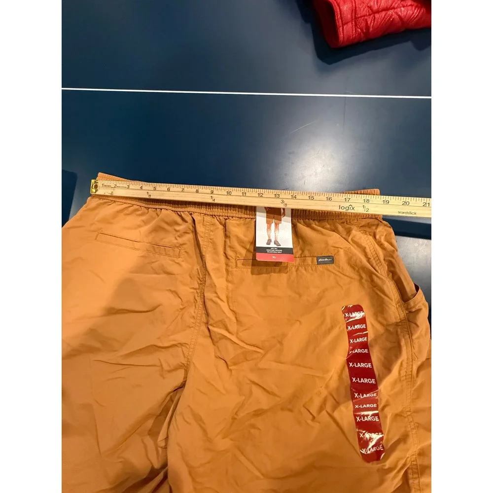 New! Eddie Bauer Ripstop Tech Shorts Mens XL Brown Sugar UPF 50 Moisture Wicking
